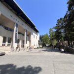 Spieker Plaza outdoor front of Haas Pavilion side view