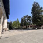 Spieker Plaza outdoor front of Haas Pavilion side view